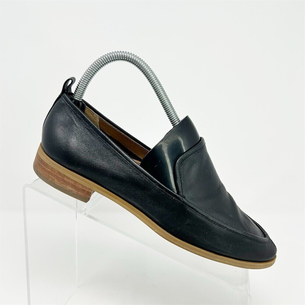 Susina Kellen Women's Loafers Black Leather Slip-On Almond Toe Shoes Size 7M